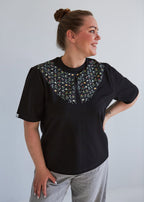 "SEA OF FLOWERS" WOMEN'S COLLARED T-SHIRT