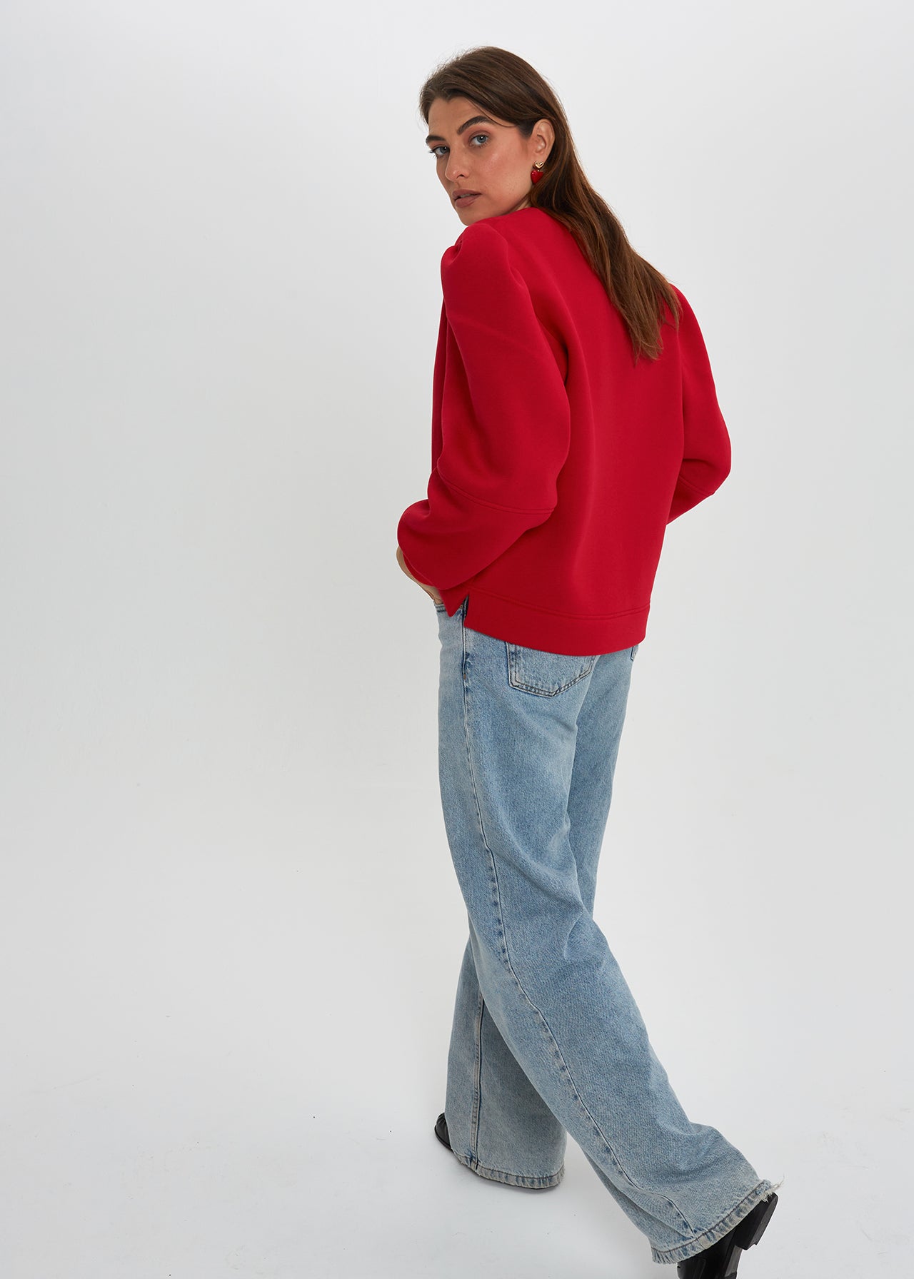 CZERWONY SWETER DAMSKI