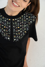"SEA OF FLOWERS" WOMEN'S COLLARED T-SHIRT
