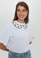 "POLKA DOT", WHITE T-SHIRT