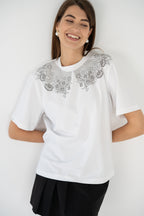 "EMBROIDERY", WHITE SHIRT
