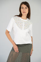 "SEA OF FLOWERS" WOMEN'S COLLARED T-SHIRT