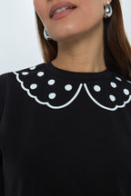 "POLKA DOT", WHITE T-SHIRT