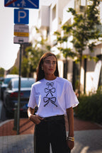 "THREE RIBBONS", BLACK T-SHIRT