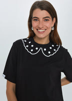 "POLKA DOT", WHITE T-SHIRT