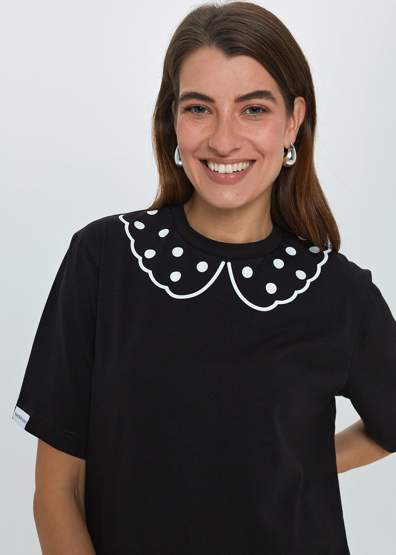 "POLKA DOT", WHITE T-SHIRT