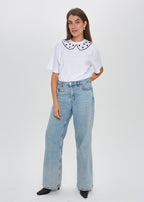 "POLKA DOT", WHITE T-SHIRT