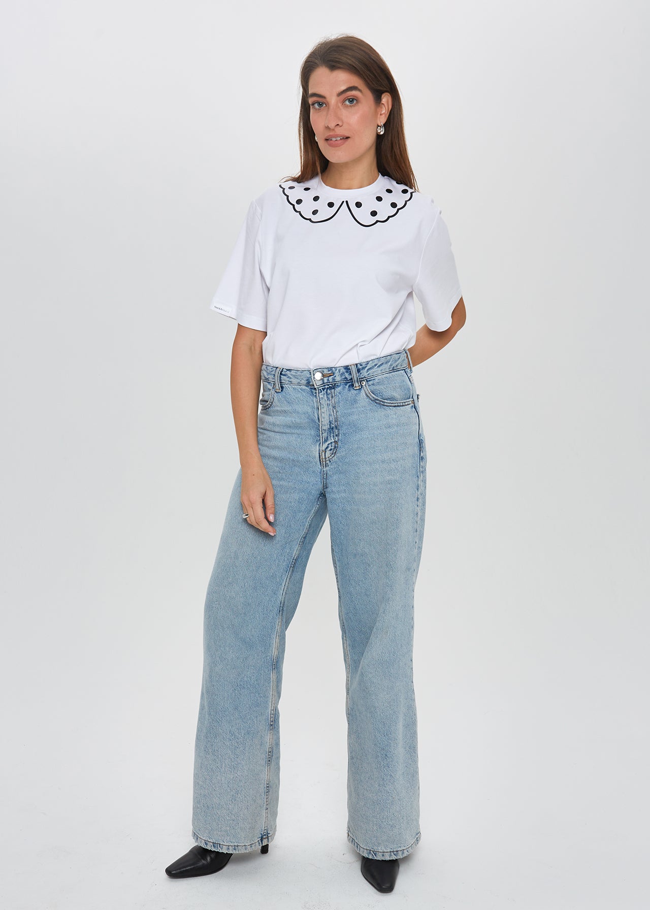 "POLKA DOT", WHITE T-SHIRT
