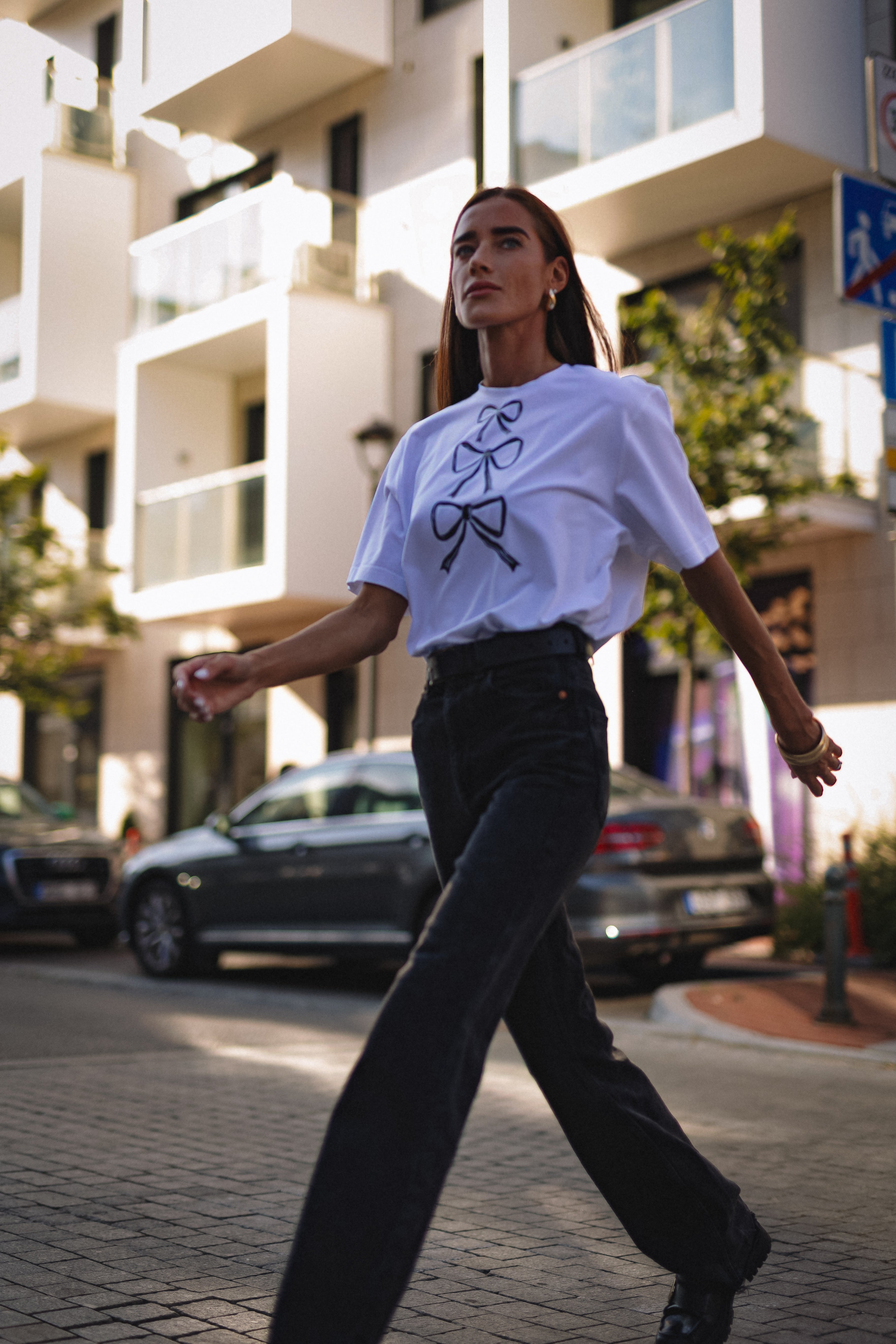 "THREE RIBBONS", BLACK T-SHIRT