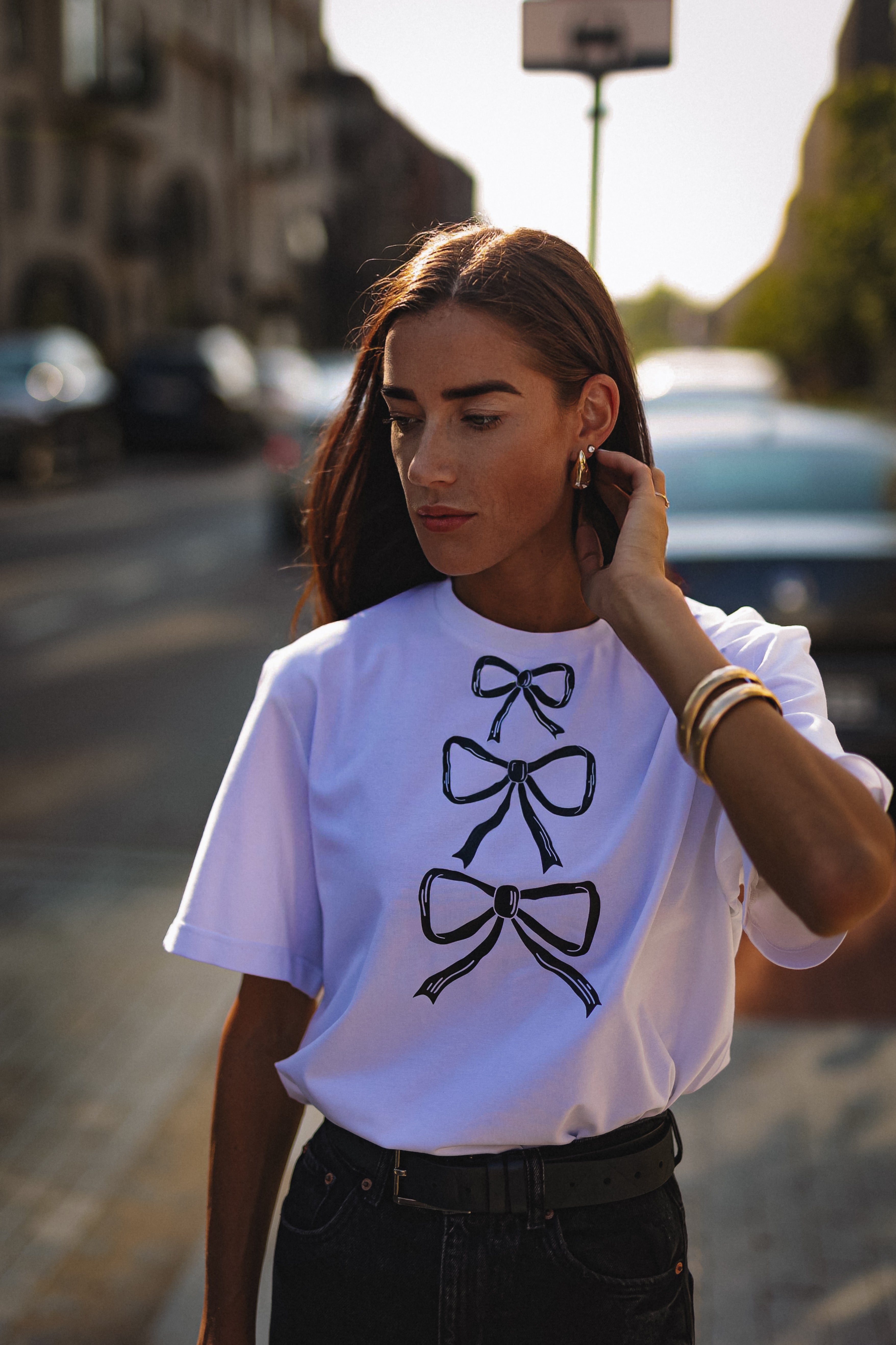 "THREE RIBBONS", BLACK T-SHIRT