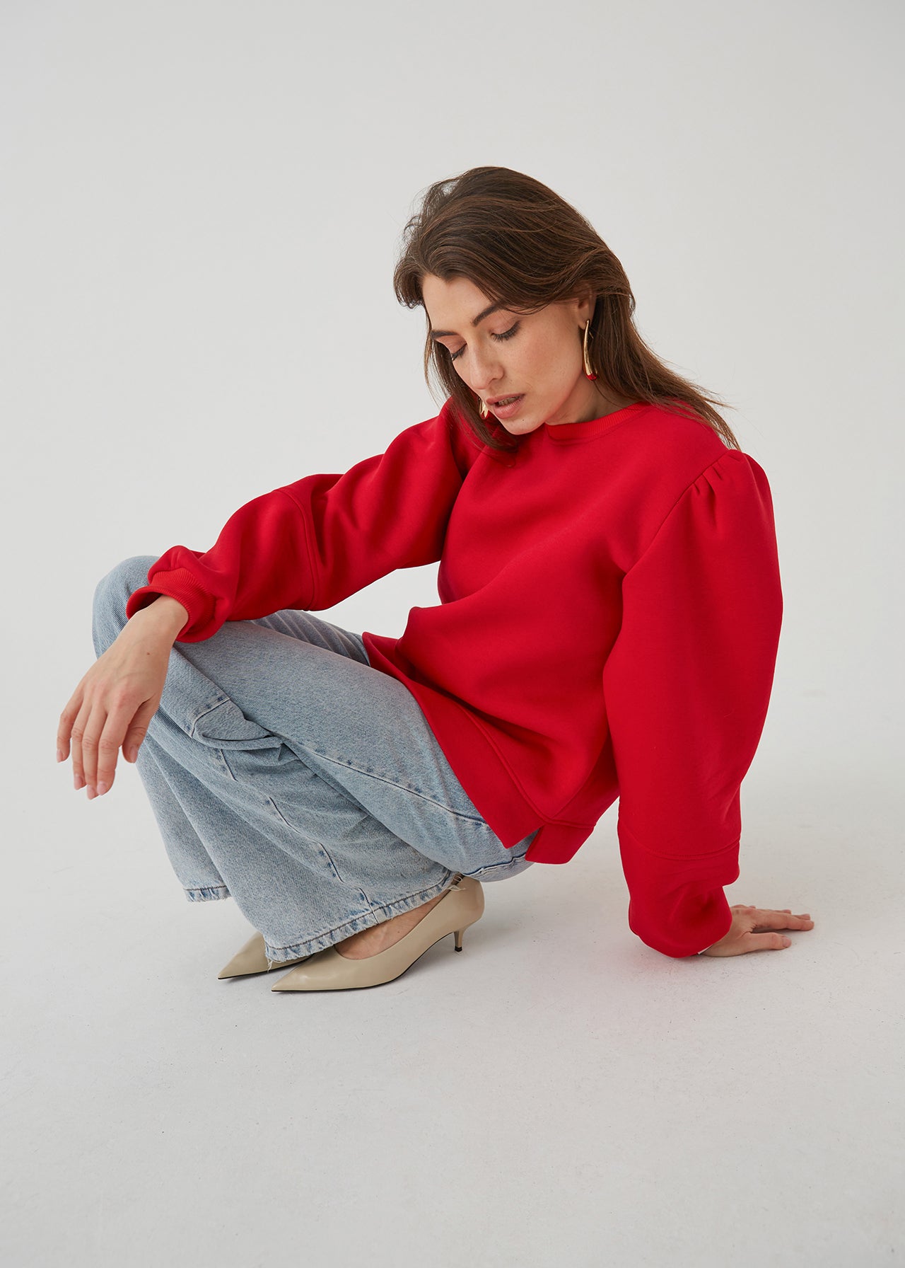 CZERWONY SWETER DAMSKI