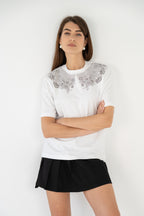 "EMBROIDERY", WHITE SHIRT