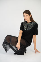 "SEA OF FLOWERS" WOMEN'S COLLARED T-SHIRT