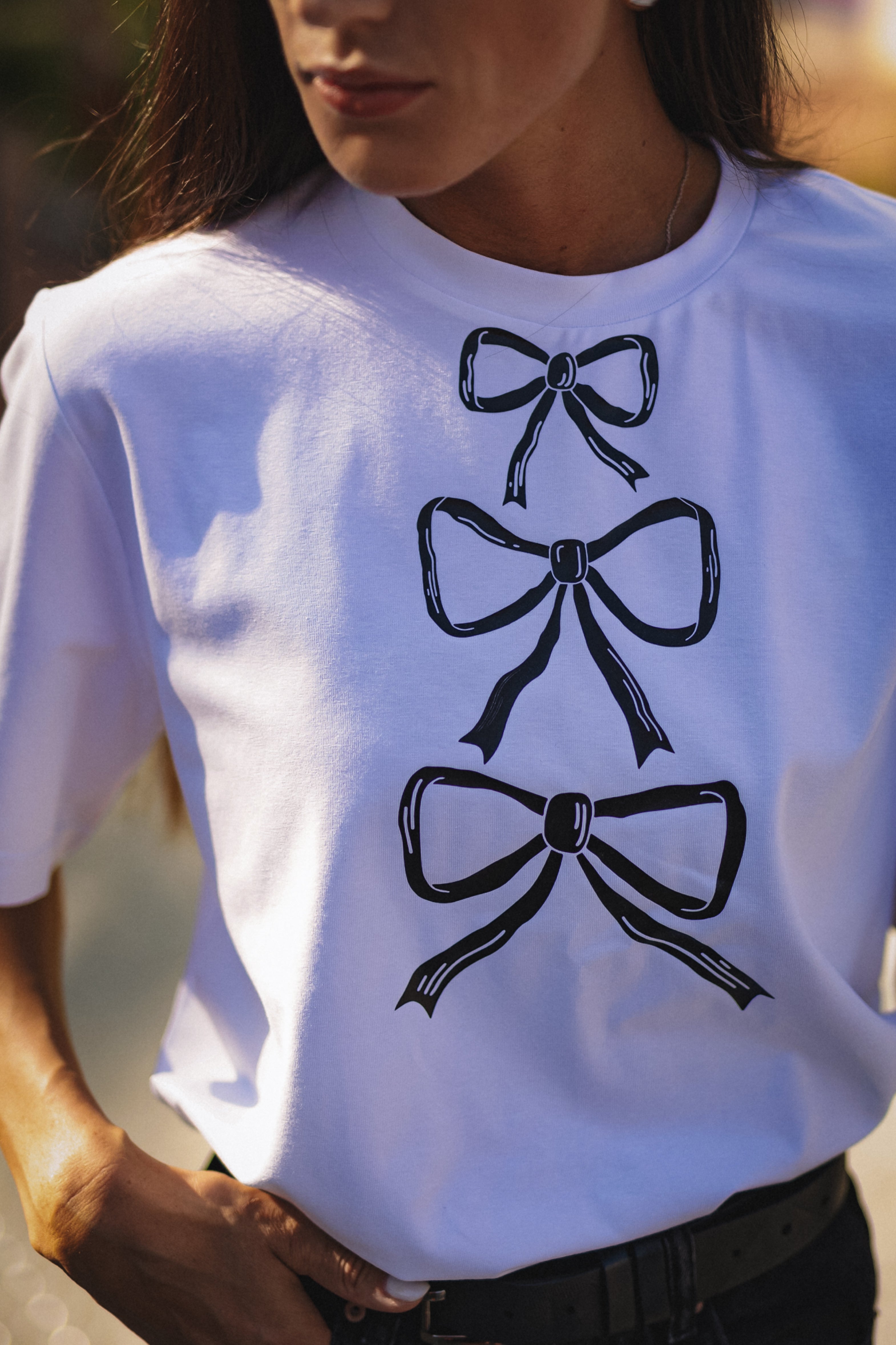 "THREE RIBBONS", BLACK T-SHIRT
