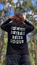 BLACK WOMEN'S LONG-SLEEVED T-SHIRT WITH A COLLAR