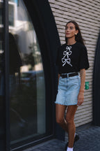 "THREE RIBBONS", BLACK T-SHIRT