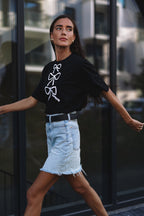 "THREE RIBBONS", BLACK T-SHIRT