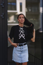 "THREE RIBBONS", BLACK T-SHIRT