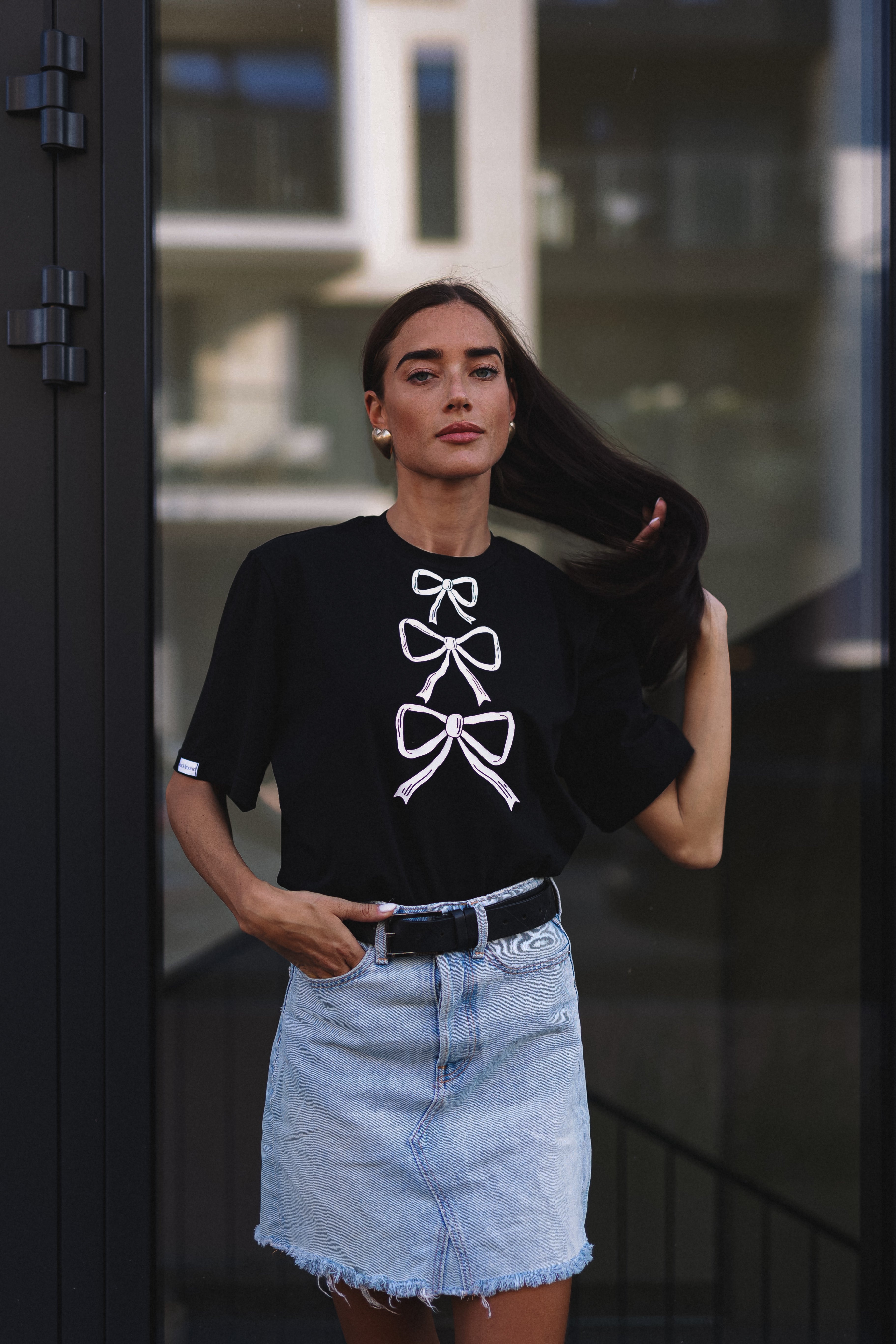"THREE RIBBONS", BLACK T-SHIRT