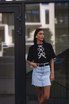 "THREE RIBBONS", BLACK T-SHIRT