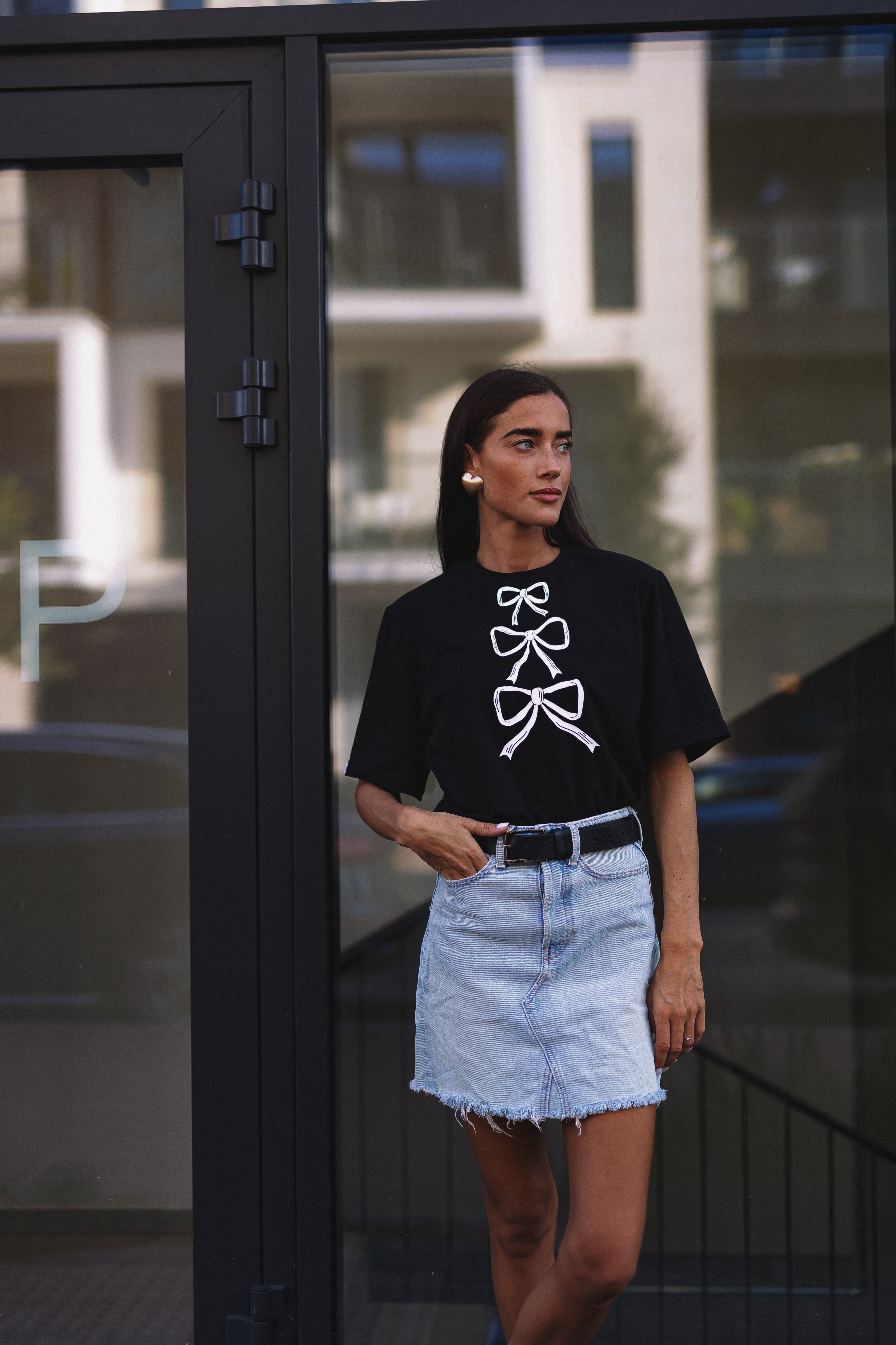 "THREE RIBBONS", BLACK T-SHIRT
