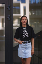 "THREE RIBBONS", BLACK T-SHIRT